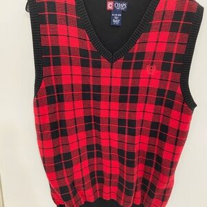 Chaps Ralph Lauren Red and Black Plaid Sweater Vest Boys XL 18-20